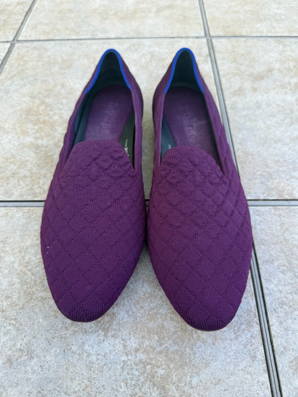 Rothy's The Almond Loafer in Quilted Plum. - Picture 3 of 12